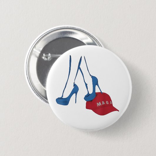 Kamala Harris 2024 Schritte auf dem MAGA-Hut gegen Button (Vorne & Hinten)