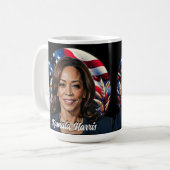 Kamala Harris 2024 US Flagge Kaffeetasse (Vorderseite Links)