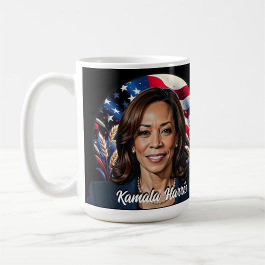 Kamala Harris 2024 US Flagge Kaffeetasse (Links)