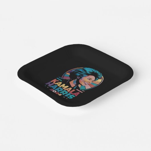 Kamala Harris 2024 Wahl des Präsidenten Kamala Pappteller (Gewinkelt)