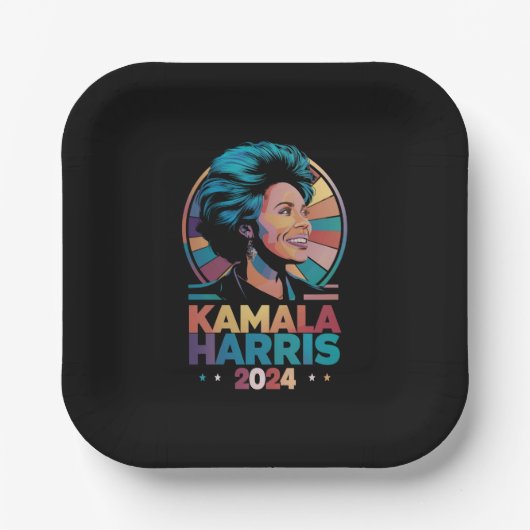Kamala Harris 2024 Wahl des Präsidenten Kamala Pappteller (Vorderseite)