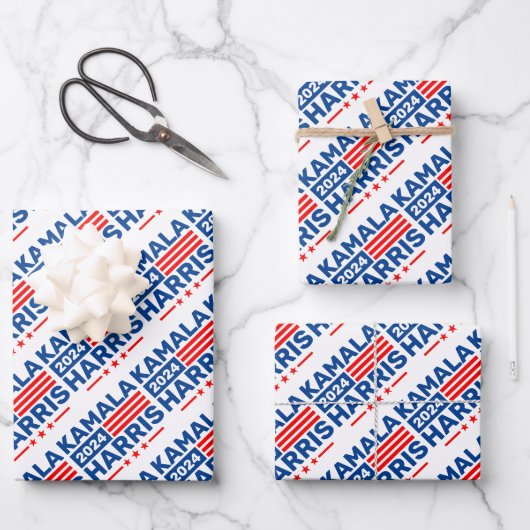 Kamala Harris 2024 Wahl Patriotic Geschenkpapier Set (Vorderseite)