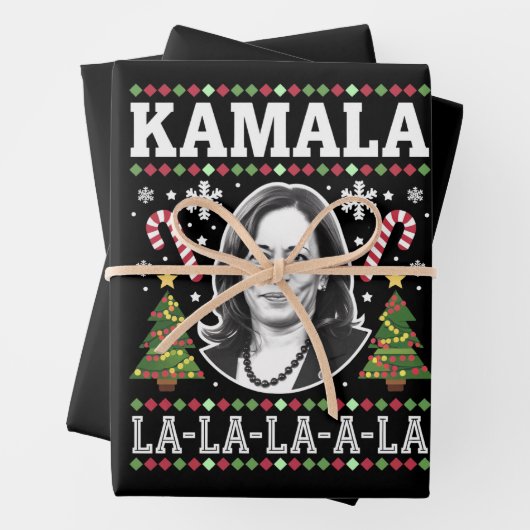 Kamala Harris 2024 Weihnachts-Comma La Xmas Geschenkpapier Set (Beispiel)