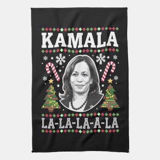 Kamala Harris 2024 Weihnachts-Comma La Xmas Geschirrtuch (Vertikal)