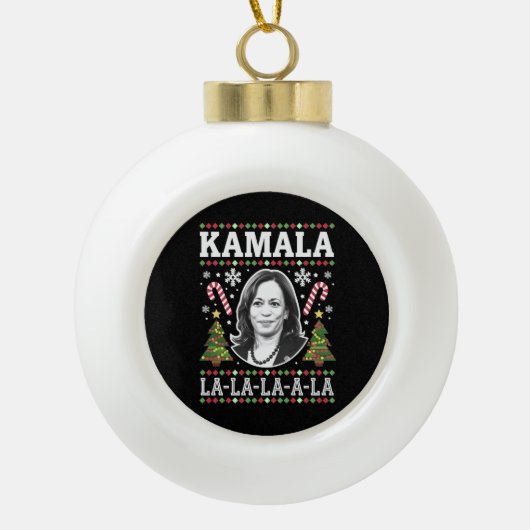 Kamala Harris 2024 Weihnachts-Comma La Xmas Keramik Kugel-Ornament (Vorderseite)