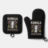 Kamala Harris 2024 Weihnachts-Comma La Xmas Ofenhandschuh & Topflappen-Set (Vorderseite)