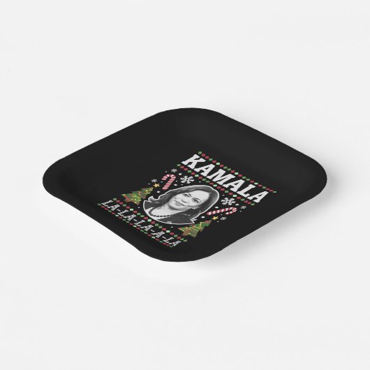 Kamala Harris 2024 Weihnachts-Comma La Xmas Pappteller (Gewinkelt)