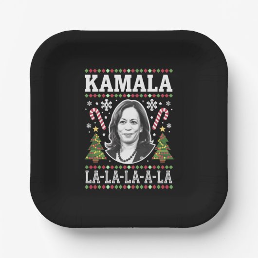 Kamala Harris 2024 Weihnachts-Comma La Xmas Pappteller (Vorderseite)