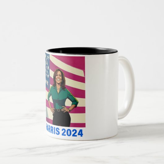 KAMALA HARRIS 2024 ZWEIFARBIGE TASSE (VorderseiteRechts)