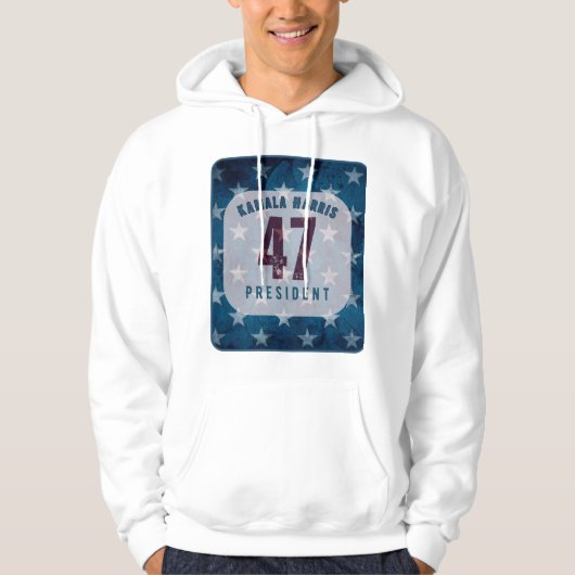 Kamala Harris 47 Präsident. Weiß Hoodie (Vorderseite)