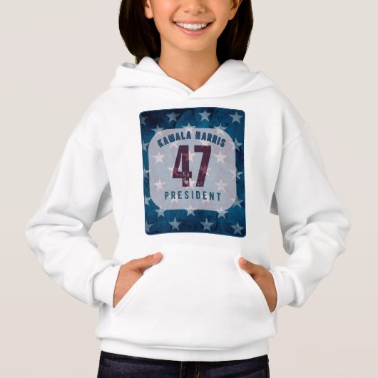 Kamala Harris 47 Präsident. Weiß Hoodie (Vorderseite)
