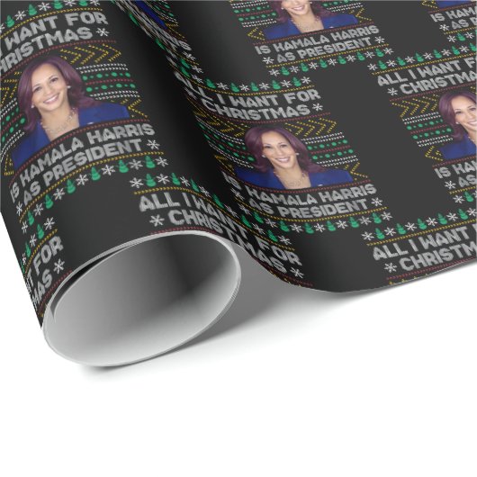 Kamala Harris als Präsident | Harris Christmas Geschenkpapier (Rolleneckpunkt)
