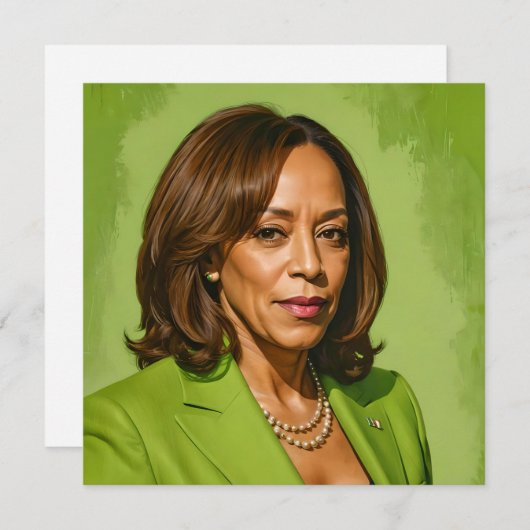 Kamala Harris Artistic Portrait, Grüne Version Mitteilungskarte (Vorne/Hinten)