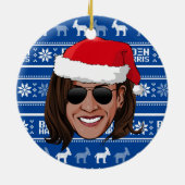 Kamala Harris Aviators Holiday Keramik Ornament (Hinten)