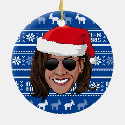 Kamala Harris Aviators Holiday Keramik Ornament (Hinten)