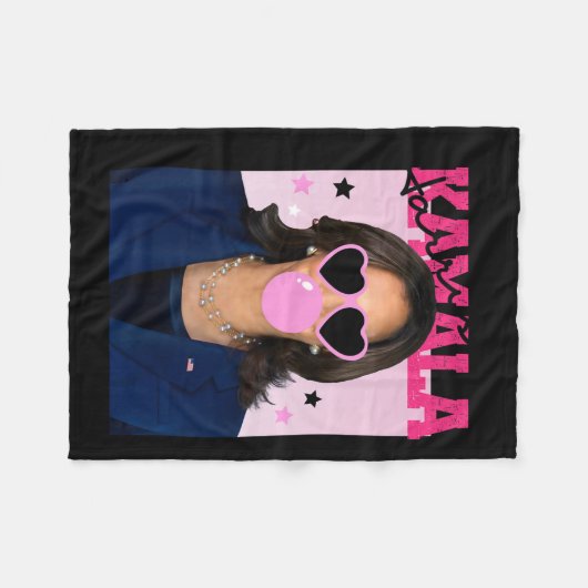 Kamala Harris bläst blubble Gum Pink Sungles Kama Fleecedecke (Vorderseite (Horizontal))