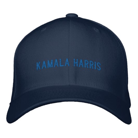 Kamala Harris blaue minimalistische Typografie Bestickte Baseballkappe (Vorderseite)
