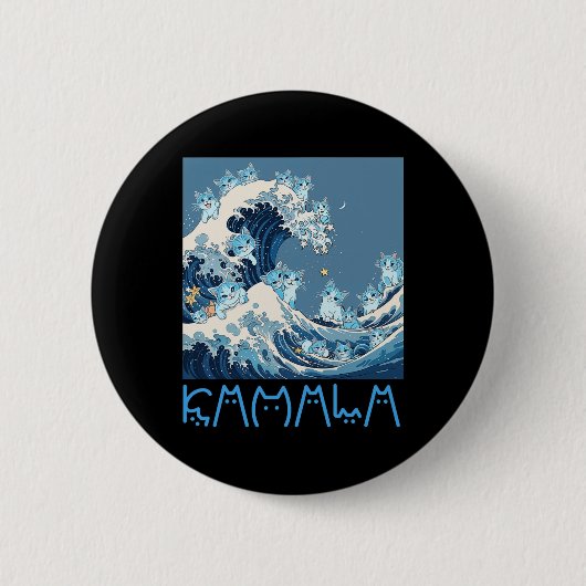 Kamala Harris Blue Cats Wave - Funny for Cat Owner Button (Vorderseite)