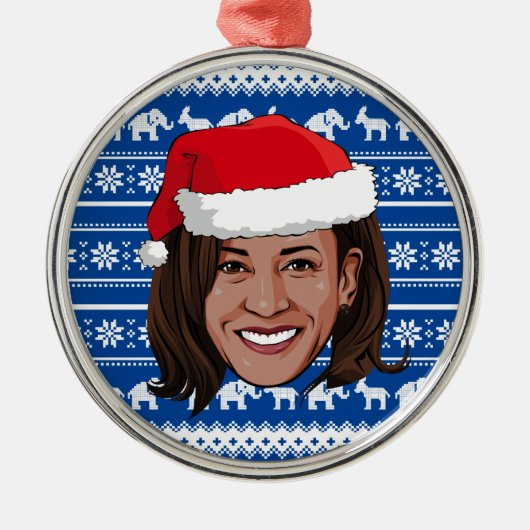 Kamala Harris Blue Holiday Keramik Ornament (Vorne)