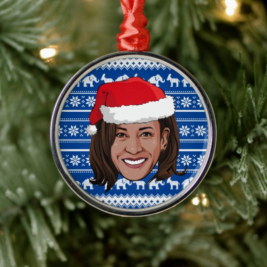 Kamala Harris Blue Holiday Keramik Ornament Aus Metall (Baum)