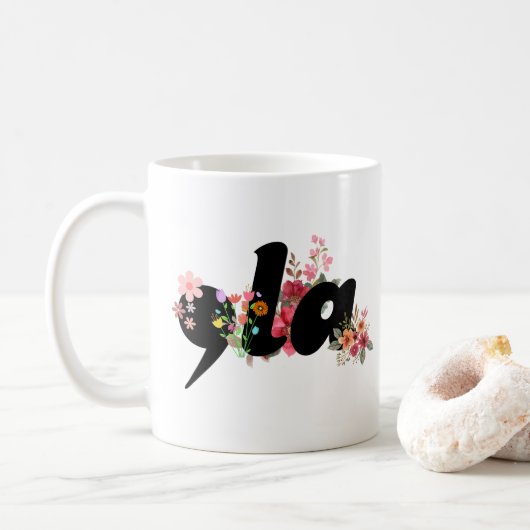 Kamala Harris Blume - Trendy Comma la Floral Kaffeetasse (Mit Donut)