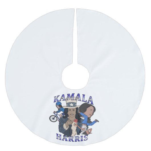 Kamala Harris Bootleg Rap Style Election Polyester Weihnachtsbaumdecke (Vorderseite)