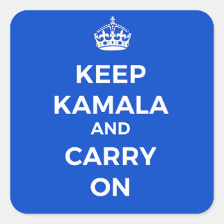 Kamala Harris Button - Behalten Calm, Blau Quadratischer Aufkleber