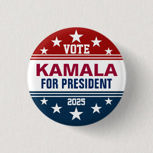 Kamala Harris Button Red, White Blue