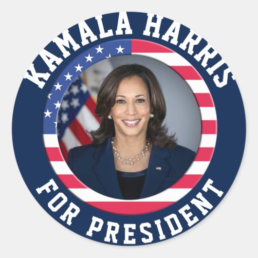 Kamala Harris Campaign-Foto Runder Aufkleber (Vorderseite)