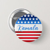 Kamala Harris Campaign SWAG US Flag Elegantes Scri Button (Vorne & Hinten)