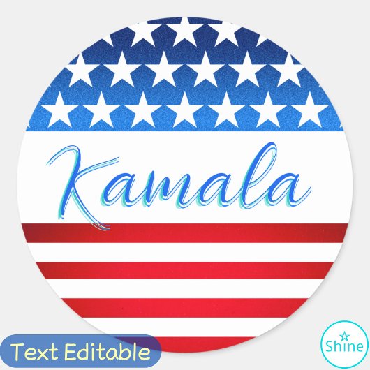 Kamala Harris Campaign SWAG US Flag Elegantes Scri Runder Aufkleber