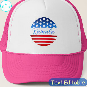 Kamala Harris Campaign SWAG US Flag Elegantes Scri Truckerkappe