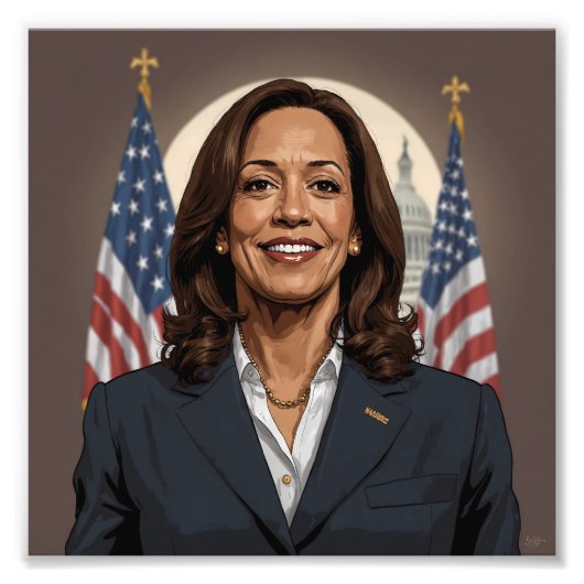 Kamala Harris Cartoon Fotodruck (Vorne)