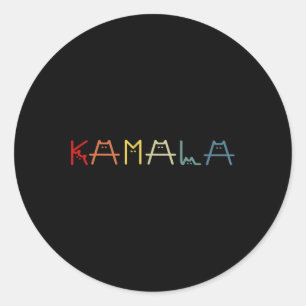 Kamala Harris Cat Vintag Lettering Positiver Funny Runder Aufkleber