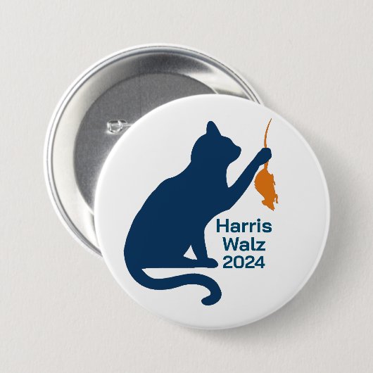 Kamala Harris Cat w Orange Rat Button (Vorne & Hinten)