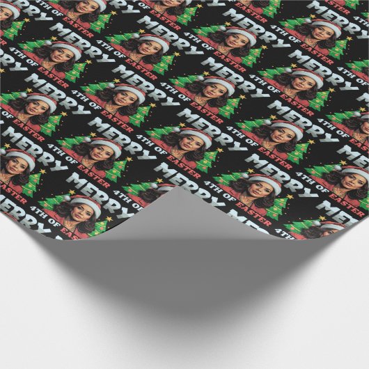 Kamala Harris Christmas Black Geschenkpapier (Ecke)