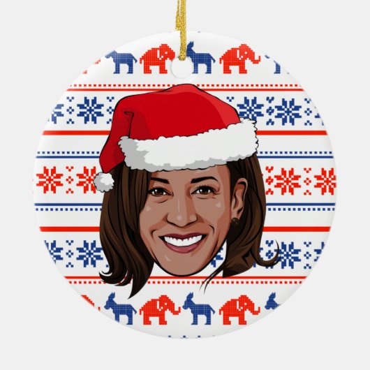 Kamala Harris Christmas Keramik Ornament (Hinten)