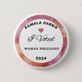Kamala Harris Circle Button. Rosa Farbe. Button (Vorderseite)