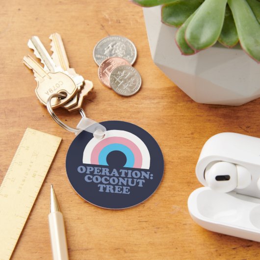 Kamala Harris Coconut Tree Trans Pride Flag Schlüsselanhänger (Schreibtisch)