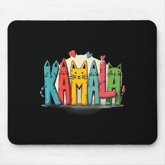 Kamala Harris Colorful Cat Lettering Funny Preview Mousepad (Vorne)