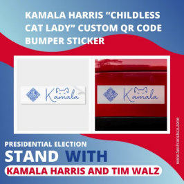 Kamala Harris Custom QR Code "Childless Cat Lady" Autoaufkleber