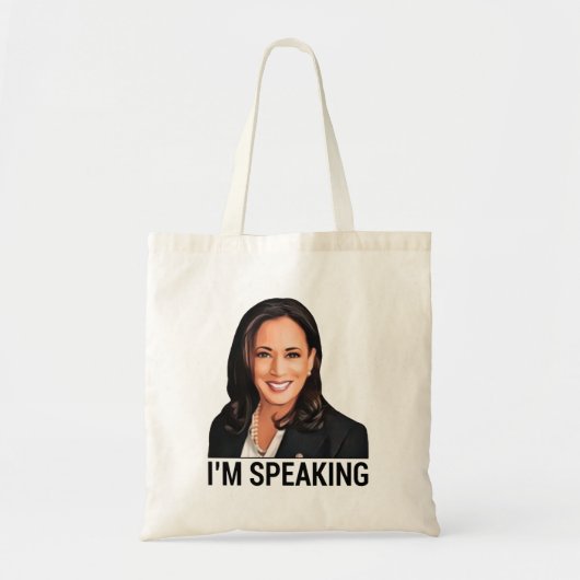 Kamala Harris Debatte Ich spreche hier Tragetasche (Vorne)