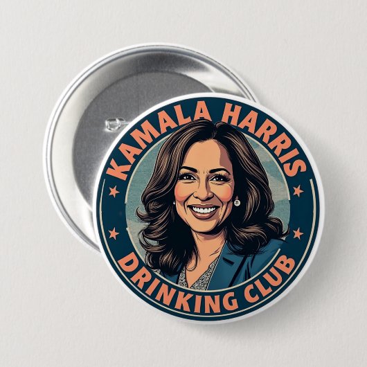 Kamala Harris Drinking Club Button (Vorne & Hinten)