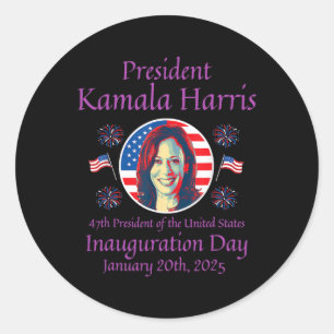Kamala Harris Einweihung 2025 Memorabilia 1 Runder Aufkleber
