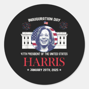 Kamala Harris Einweihungstag 2025 Frau 47. Vorher Runder Aufkleber