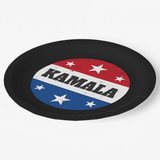 Kamala Harris Election 2024 V Pappteller (Schrägansicht)