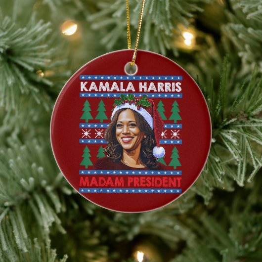 Kamala Harris Frau Präsidentin Weihnachts-Weihnach Keramik Ornament (Baum)