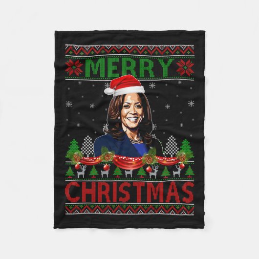 Kamala Harris Frohe Weihnachten Ugly Sweater Usa E Fleecedecke (Vorderseite)