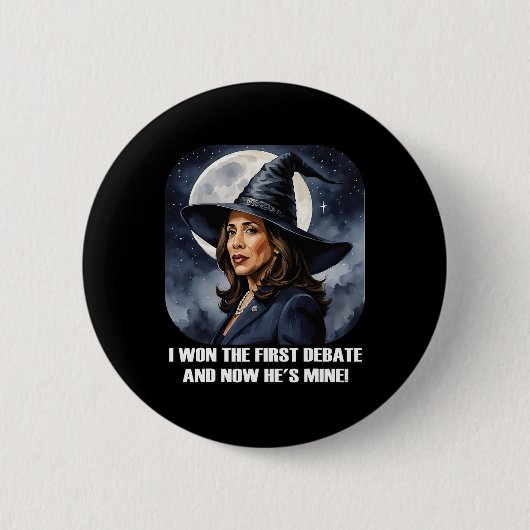 Kamala Harris Funny Debate Wahl 2024 Won Witch Button (Vorderseite)