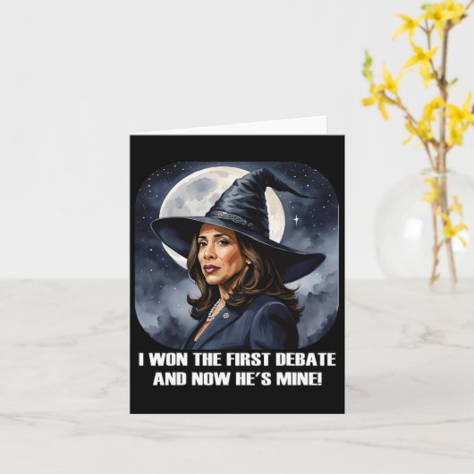 Kamala Harris Funny Debate Wahl 2024 Won Witch Karte (Gelbe Blume)